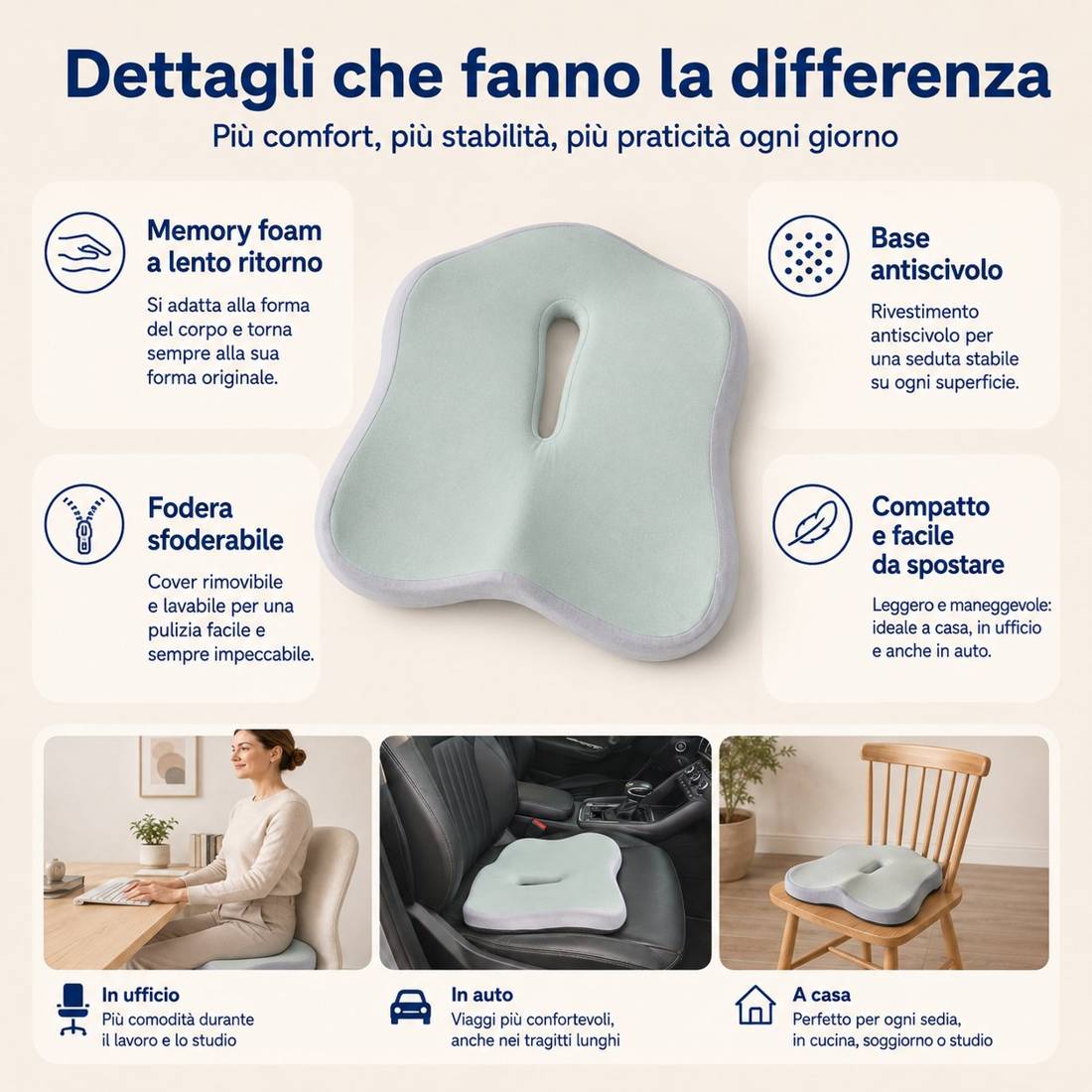 I fastidi dello stare seduti a lungo e come il cuscino aiuta